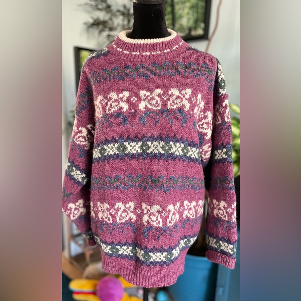 Mock Neck Wool/Nylon Warm Sweater Size Large